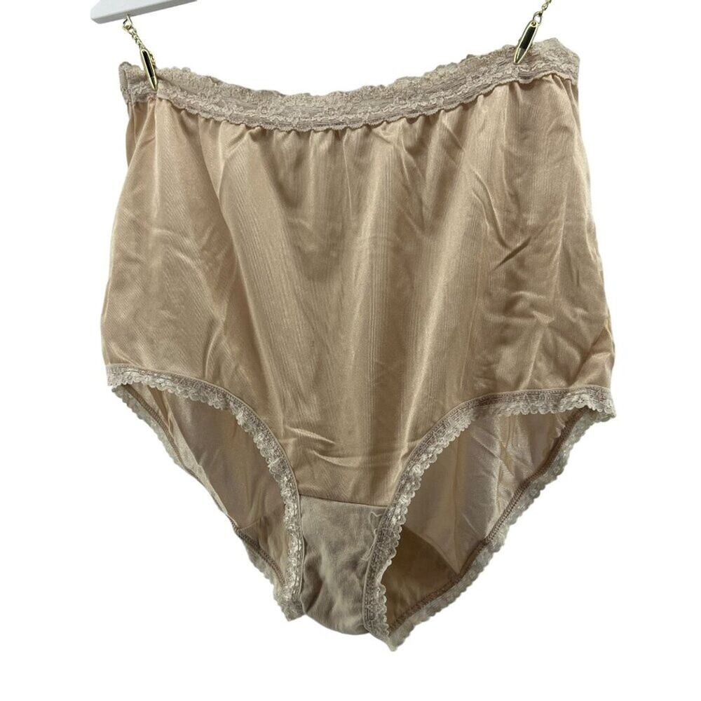 Cotillion Nylon Lace Trim Brief Beige Womens Size 6 Modest Coverage